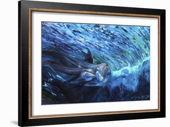 All My Waves Mother and Baby Bottlenose Dolphin-Lucy P. McTier-Framed Giclee Print