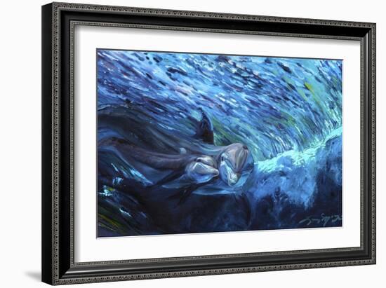 All My Waves Mother and Baby Bottlenose Dolphin-Lucy P. McTier-Framed Giclee Print