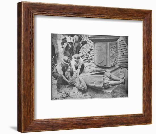 All Night Raid on Britains Capital - Statue of John Milton, 1940, (1940)-null-Framed Photographic Print