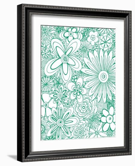 All over Florals 2 - Emerald Green-Megan Aroon Duncanson-Framed Giclee Print