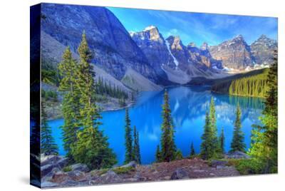 Art print POSTER CANVAS Moraine Lake and the Rocky Mountains