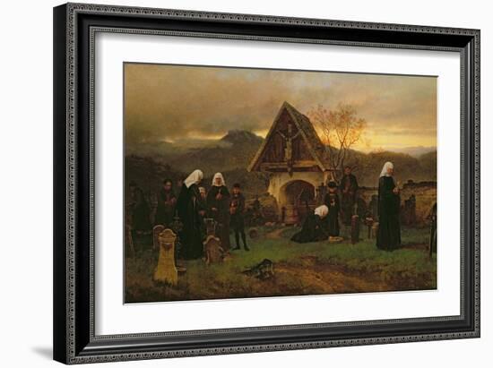 All Soul's Day in the Cemetery-Ludwig Friedrich Wilhelm Riefstahl-Framed Giclee Print