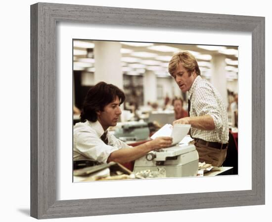 All The President's Men, Dustin Hoffman, Robert Redford, 1976-null-Framed Photo