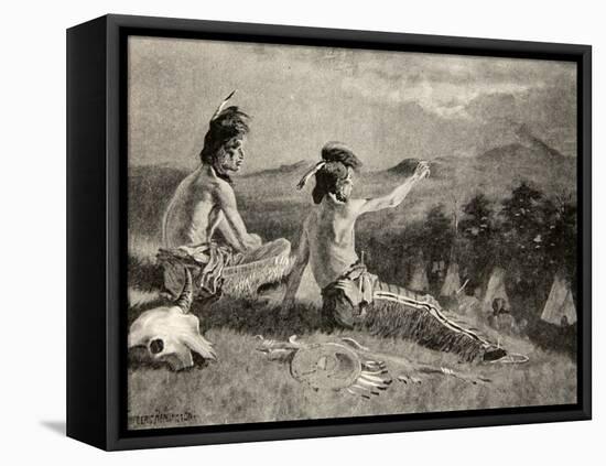 All the tribes beheld the signal, Saw the distant smoke ascending, from The Song of Hiawatha-Frederic Sackrider Remington-Framed Premier Image Canvas