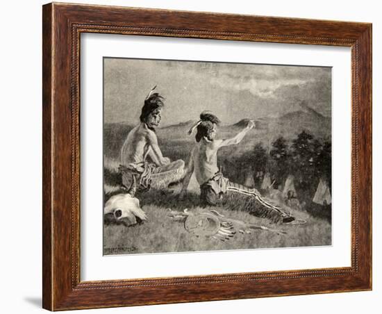 All the tribes beheld the signal, Saw the distant smoke ascending, from The Song of Hiawatha-Frederic Sackrider Remington-Framed Giclee Print