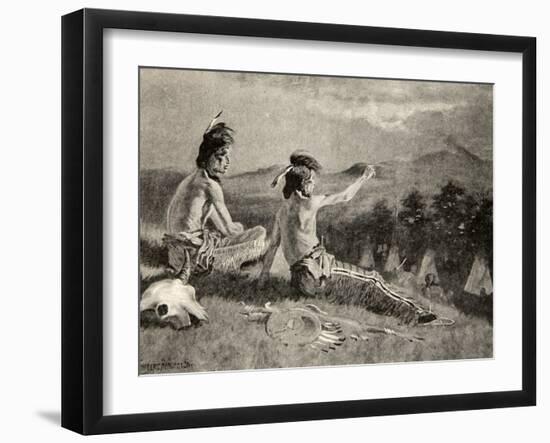 All the tribes beheld the signal, Saw the distant smoke ascending, from The Song of Hiawatha-Frederic Sackrider Remington-Framed Giclee Print