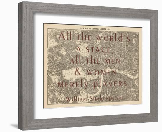 All the World's a Stage (Shakespeare) - 1892, Central London, United Kingdom Map-null-Framed Giclee Print