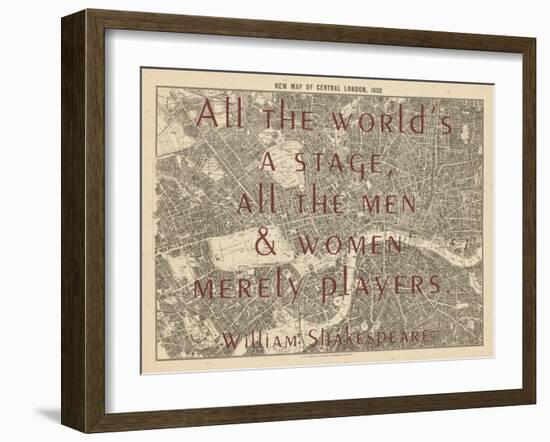 All the World's a Stage (Shakespeare) - 1892, Central London, United Kingdom Map-null-Framed Giclee Print