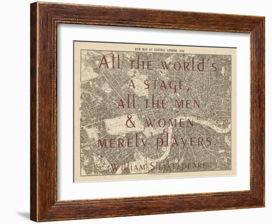 All the World's a Stage (Shakespeare) - 1892, Central London, United Kingdom Map-null-Framed Giclee Print