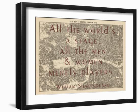 All the World's a Stage (Shakespeare) - 1892, Central London, United Kingdom Map-null-Framed Giclee Print