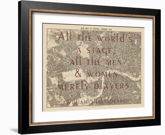 All the World's a Stage (Shakespeare) - 1892, Central London, United Kingdom Map-null-Framed Giclee Print