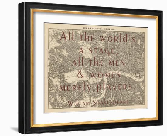 All the World's a Stage (Shakespeare) - 1892, Central London, United Kingdom Map-null-Framed Giclee Print