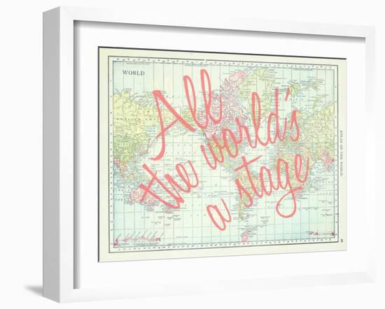 All the World's a Stage (Shakespeare) - 1913, World Map-null-Framed Giclee Print