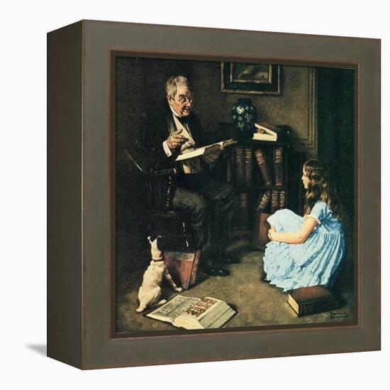 All The World’s Knowledge Can Now Be Yours (or The Perfect Audience)-Norman Rockwell-Framed Premier Image Canvas