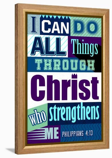 All Things Through Christ (blue)-null-Framed Stretched Canvas