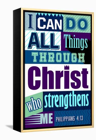 All Things Through Christ (blue)-null-Framed Stretched Canvas