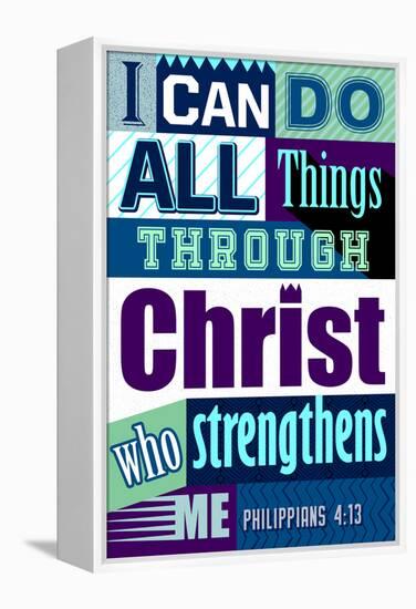 All Things Through Christ (blue)-null-Framed Stretched Canvas