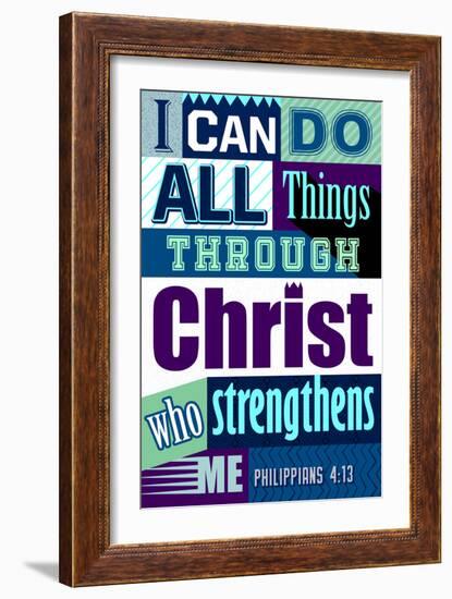 All Things Through Christ (blue)-null-Framed Art Print