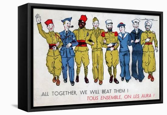 All Together, We Will Beat Them!, 2nd World War Postcard, C1941-1944-Jean Loup-Framed Premier Image Canvas