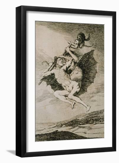 Alla Va Eso, (This Way), Etching No. 66 from the Caprichos, Around 1798-Francisco de Goya-Framed Giclee Print