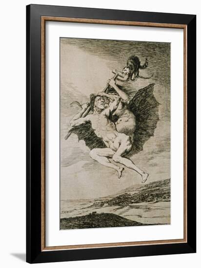 Alla Va Eso, (This Way), Etching No. 66 from the Caprichos, Around 1798-Francisco de Goya-Framed Giclee Print