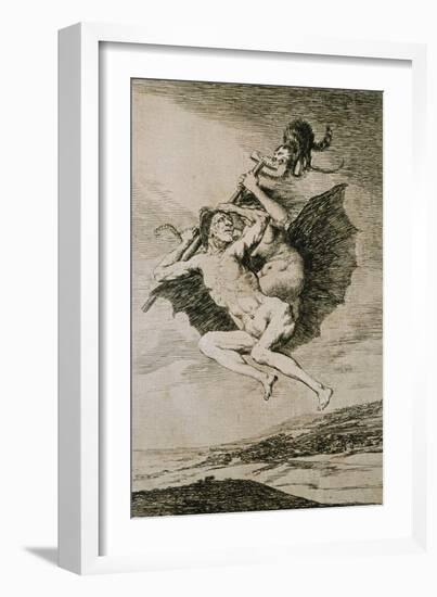 Alla Va Eso, (This Way), Etching No. 66 from the Caprichos, Around 1798-Francisco de Goya-Framed Giclee Print