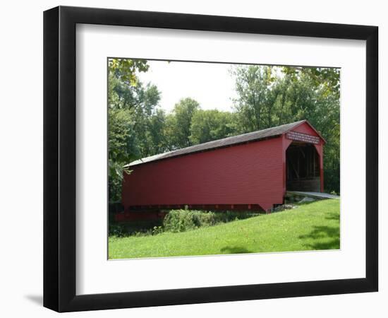 Allaman Covered Bridge in Henderson County, north of Nauvoo, Illinois, USA-Gayle Harper-Framed Photographic Print