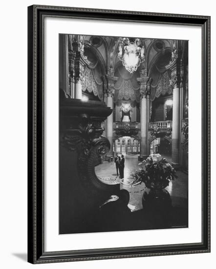 Allan Jay Lerner, and Frederick Loewe in Lobby of the Mark Hellinger Theater-Gordon Parks-Framed Premium Photographic Print