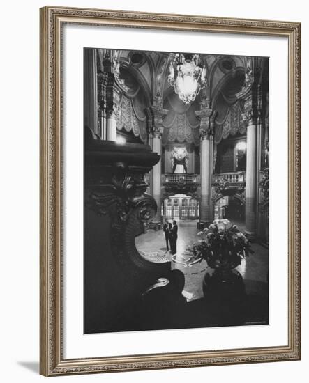 Allan Jay Lerner, and Frederick Loewe in Lobby of the Mark Hellinger Theater-Gordon Parks-Framed Premium Photographic Print