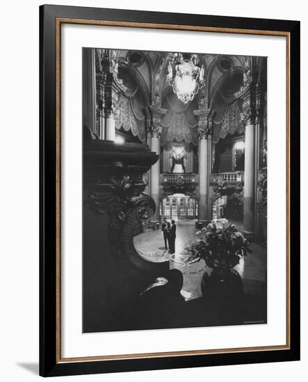 Allan Jay Lerner, and Frederick Loewe in Lobby of the Mark Hellinger Theater-Gordon Parks-Framed Premium Photographic Print