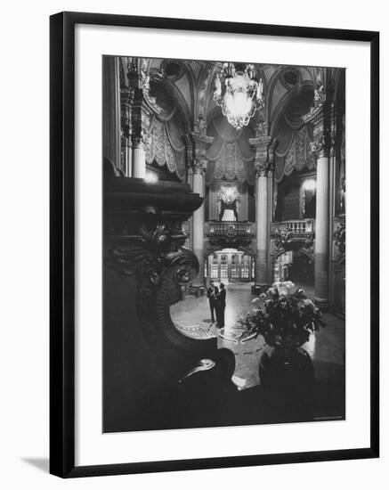 Allan Jay Lerner, and Frederick Loewe in Lobby of the Mark Hellinger Theater-Gordon Parks-Framed Premium Photographic Print