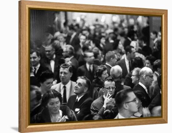 Allan Jay Lerner and Frederick Loewe with Crowd After "My Fair Lady" in Mark Hellinger Theater-Gordon Parks-Framed Premier Image Canvas