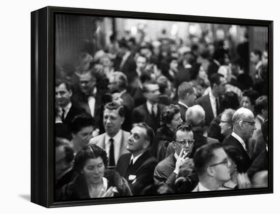 Allan Jay Lerner and Frederick Loewe with Crowd After "My Fair Lady" in Mark Hellinger Theater-Gordon Parks-Framed Premier Image Canvas