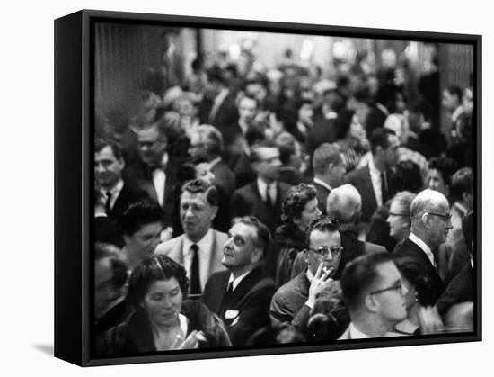 Allan Jay Lerner and Frederick Loewe with Crowd After "My Fair Lady" in Mark Hellinger Theater-Gordon Parks-Framed Premier Image Canvas