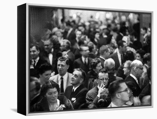 Allan Jay Lerner and Frederick Loewe with Crowd After "My Fair Lady" in Mark Hellinger Theater-Gordon Parks-Framed Premier Image Canvas