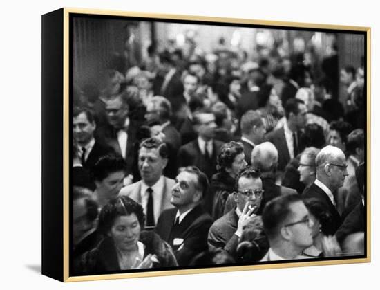 Allan Jay Lerner and Frederick Loewe with Crowd After "My Fair Lady" in Mark Hellinger Theater-Gordon Parks-Framed Premier Image Canvas