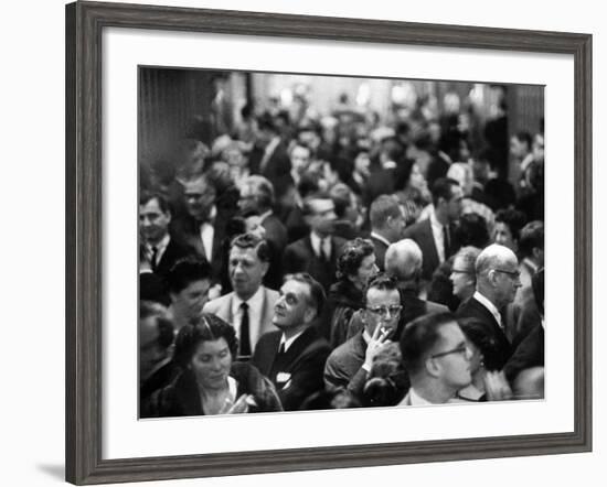 Allan Jay Lerner and Frederick Loewe with Crowd After "My Fair Lady" in Mark Hellinger Theater-Gordon Parks-Framed Premium Photographic Print