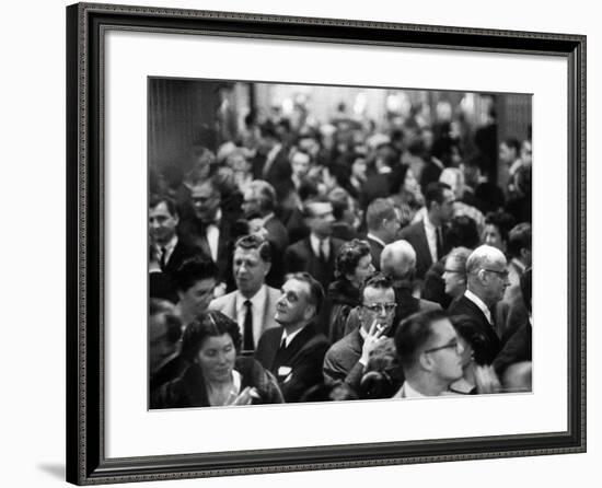 Allan Jay Lerner and Frederick Loewe with Crowd After "My Fair Lady" in Mark Hellinger Theater-Gordon Parks-Framed Premium Photographic Print