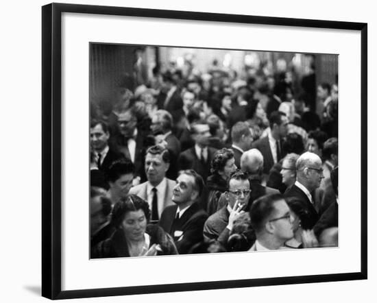 Allan Jay Lerner and Frederick Loewe with Crowd After "My Fair Lady" in Mark Hellinger Theater-Gordon Parks-Framed Premium Photographic Print