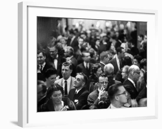 Allan Jay Lerner and Frederick Loewe with Crowd After "My Fair Lady" in Mark Hellinger Theater-Gordon Parks-Framed Premium Photographic Print