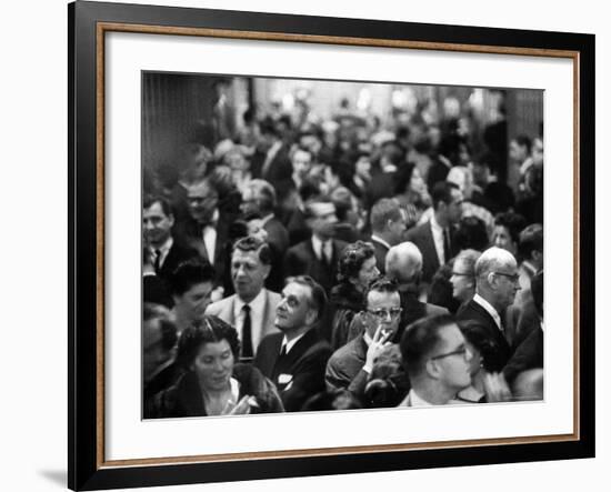 Allan Jay Lerner and Frederick Loewe with Crowd After "My Fair Lady" in Mark Hellinger Theater-Gordon Parks-Framed Premium Photographic Print