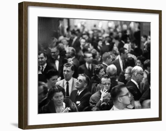 Allan Jay Lerner and Frederick Loewe with Crowd After "My Fair Lady" in Mark Hellinger Theater-Gordon Parks-Framed Premium Photographic Print