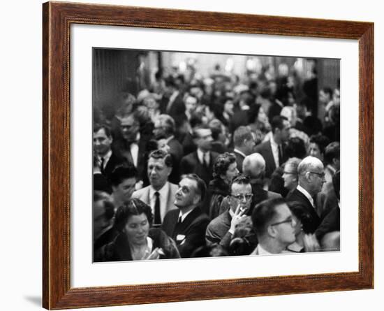 Allan Jay Lerner and Frederick Loewe with Crowd After "My Fair Lady" in Mark Hellinger Theater-Gordon Parks-Framed Premium Photographic Print