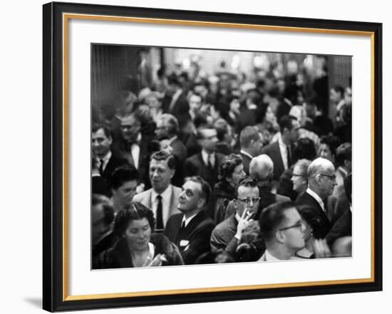 Allan Jay Lerner and Frederick Loewe with Crowd After "My Fair Lady" in Mark Hellinger Theater-Gordon Parks-Framed Premium Photographic Print