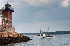 Snow Covered Lighthouse during Holiday Season in Maine.-Allan Wood Photography-Mounted Photographic Print