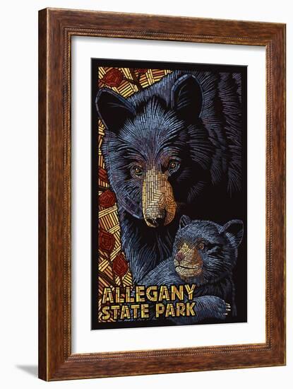 Allegany State Park, New York - Black Bear Mosaic-Lantern Press-Framed Art Print