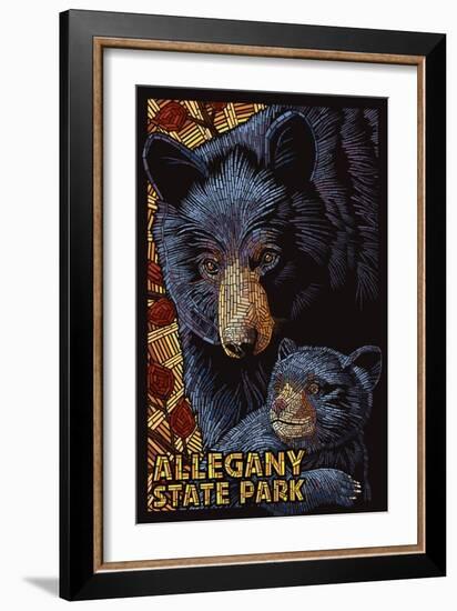 Allegany State Park, New York - Black Bear Mosaic-Lantern Press-Framed Art Print