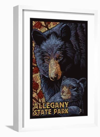 Allegany State Park, New York - Black Bear Mosaic-Lantern Press-Framed Art Print