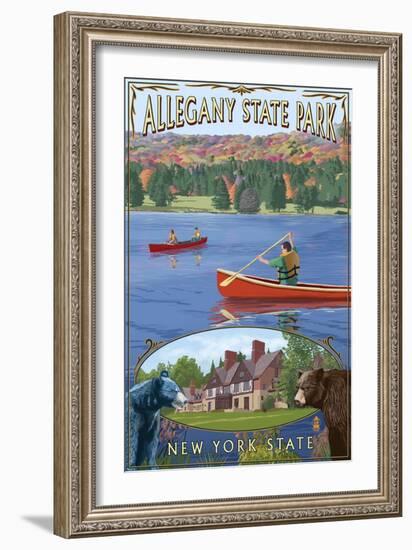 Allegany State Park, New York - Montage-Lantern Press-Framed Art Print