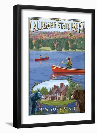 Allegany State Park, New York - Montage-Lantern Press-Framed Art Print